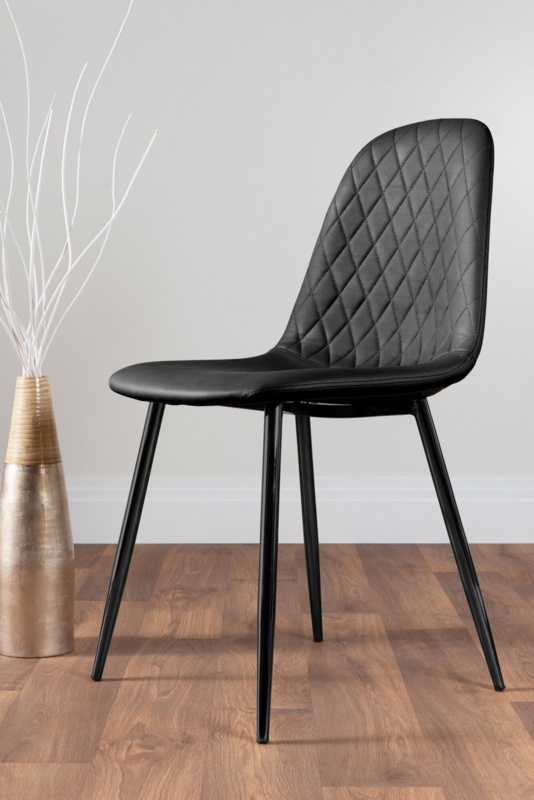 Campbell Metal Leg Diamond Stitching Faux Leather Dining Chairs Kitchen Chairs Modern Design