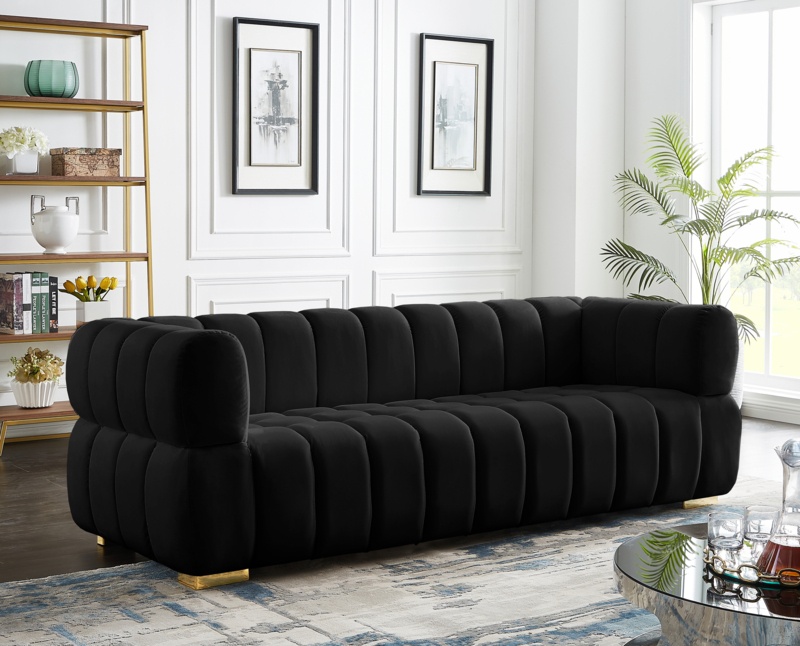 Carlan 91" Velvet Tuxedo Arm Sofa