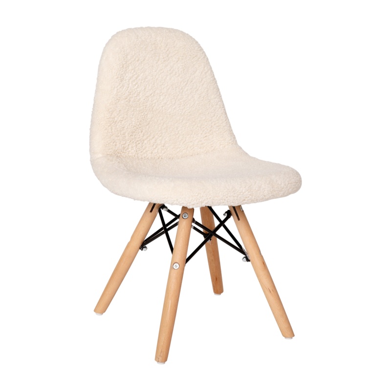 Caroline Kids Armless Faux Shearling Faux Shearling Chair with Beechwood Legs