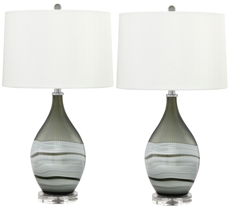 Carrera 28 in. Grey and White Swirl Glass Table Lamp