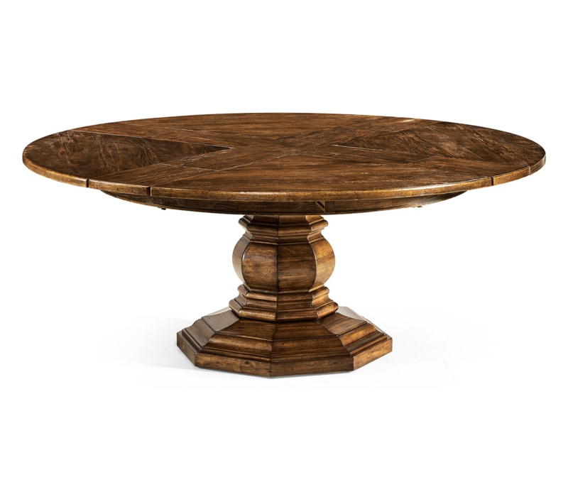 Casually Country Extendable Round Solid Wood Dining Table