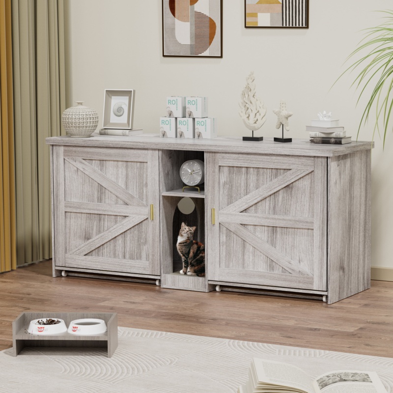 Cat Litter Box Enclosure For 2 Cats