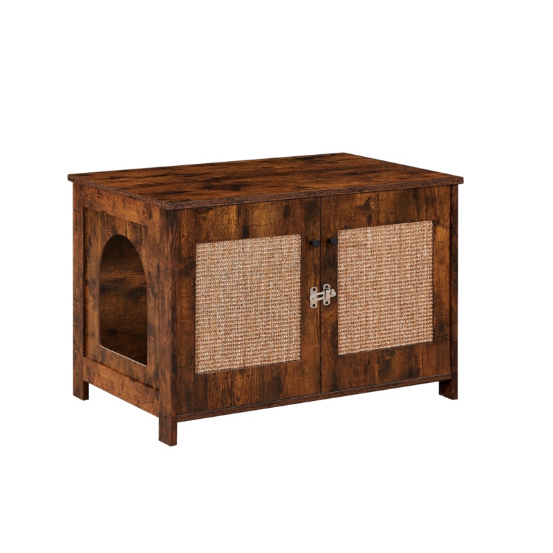 Cat Litter Box Enclosure, With Cat Scratcher Furniture, Removable Partitions, Wooden Cat House, Coffee Table