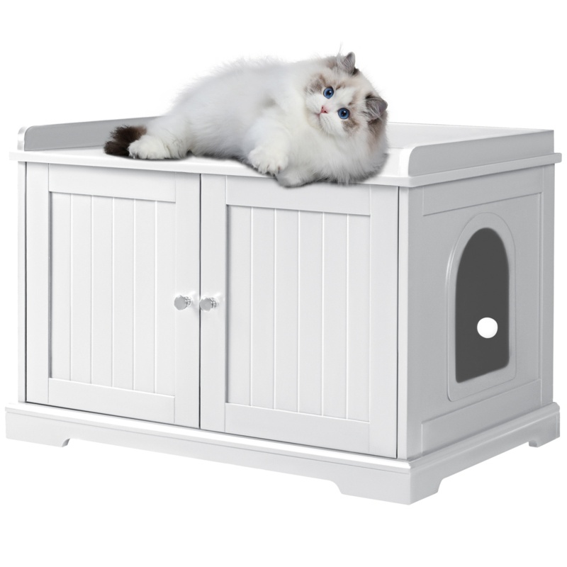Cat Litter Box Enclosure With Divider & Capacious Door