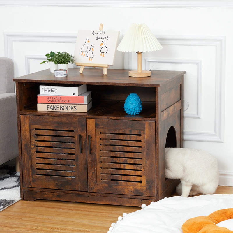 Cat Litter Box Enclosure With Divider