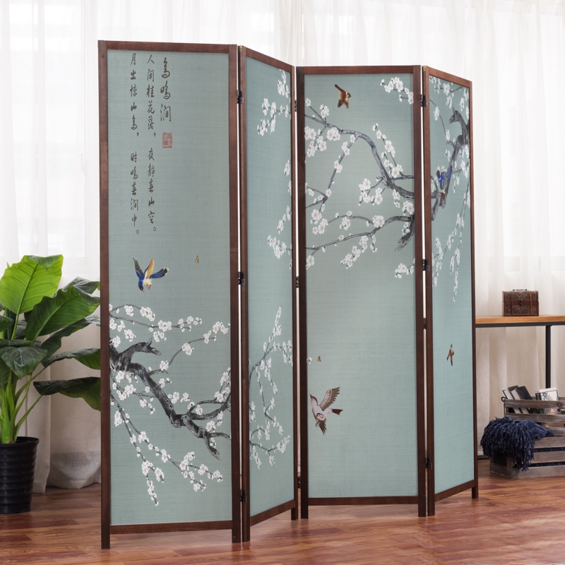 Cathyjo 78.74'' W x 70.86'' H 4 - Panel Solid Wood Folding Room Divider