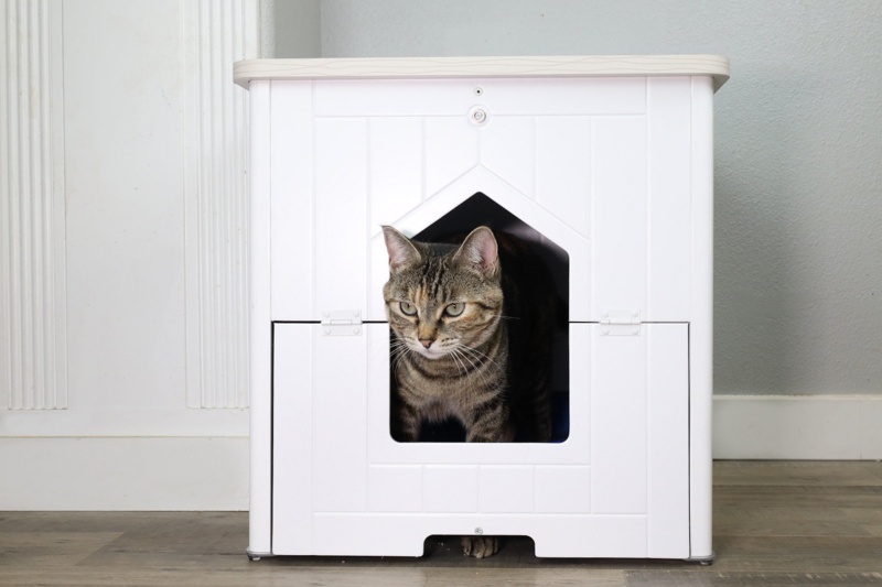 CATSHIRE Cat Litter Box Enclosure, Litter Box Furniture Hidden, Functional Pet House Side Table