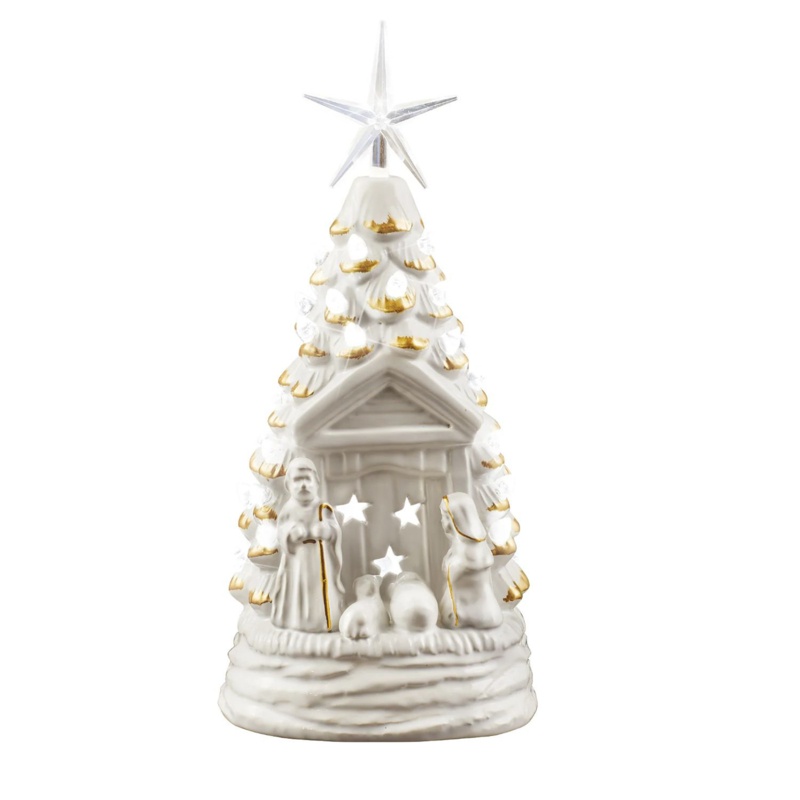 Ceramic Nativity Tabletop Sculpture with Lights