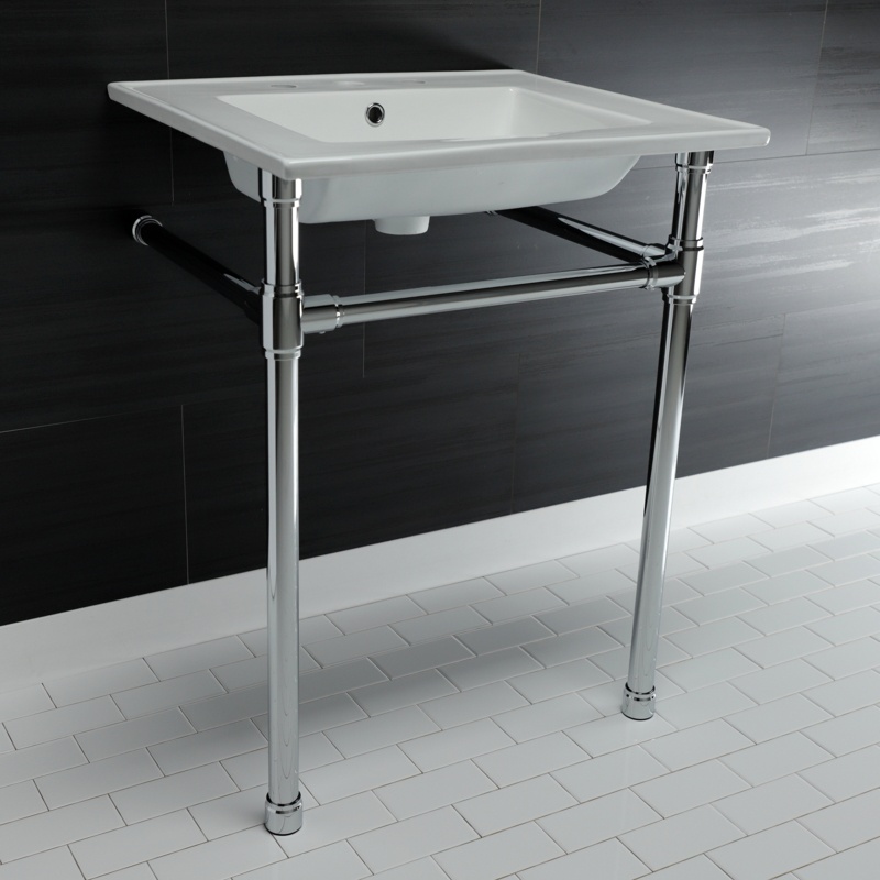 Ceramic Rectangle Console Bathroom Sink with Overflow