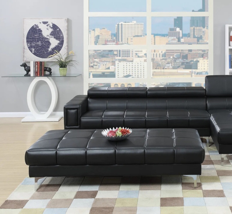 Ceriah 66" Wide Faux Leather Tufted Rectangle Cocktail Ottoman