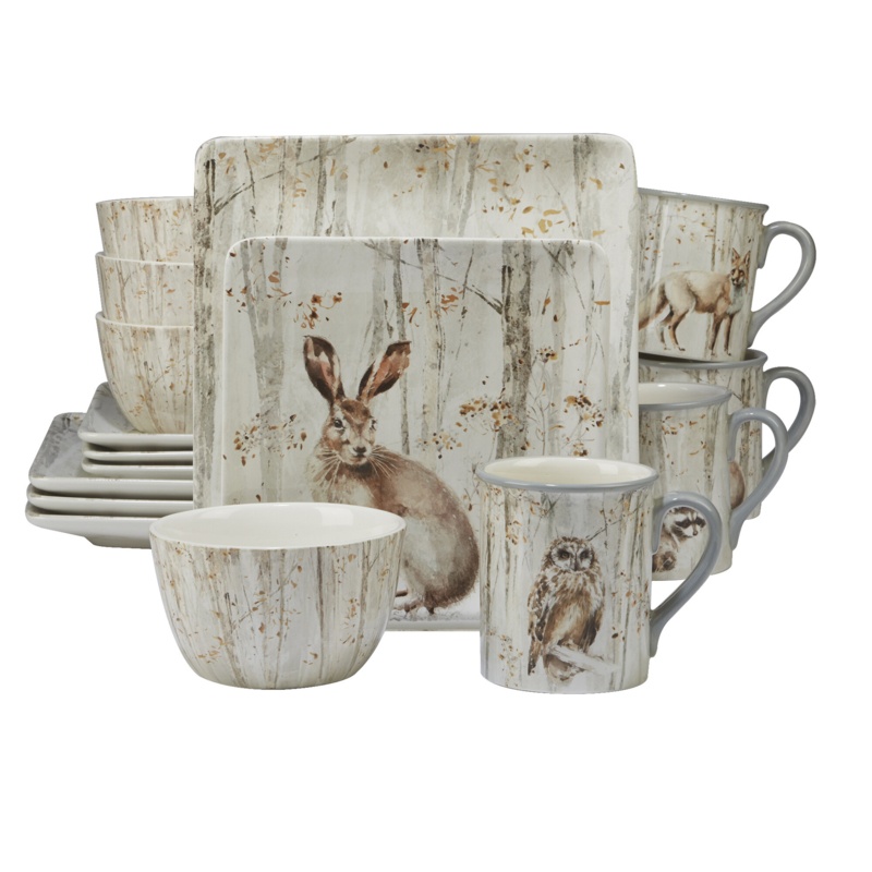 Certified International A Woodland Walk 16 Piece Dinnerware Set, Service for 4