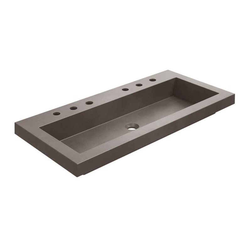 Chevington 18.5'' Concrete Rectangular Semi-Recessed Vessel Bathroom Sink