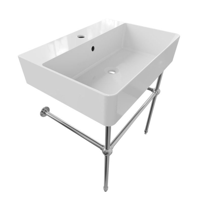 Cheviot Products Nuo 2 Fireclay Rectangular Console Bathroom Sink with Overflow