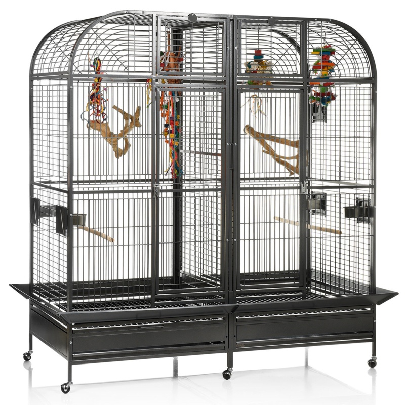 Cheyeene 70'' Iron Dome Top Floor Bird Cage with Wheels