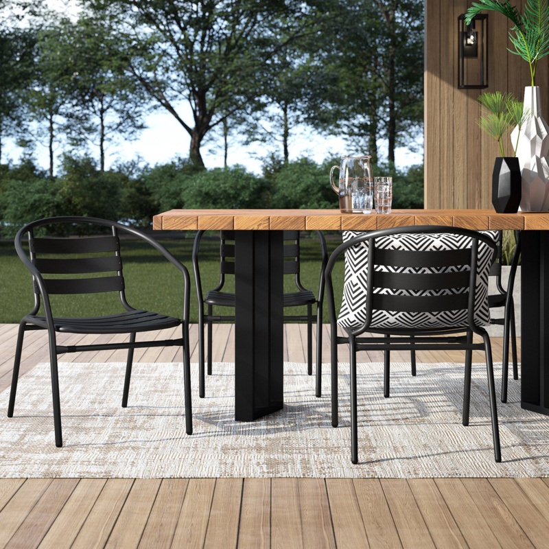 Chrisoula Aluminum Commercial Indoor-Outdoor Restaurant Stack Chair with Triple Slat Back