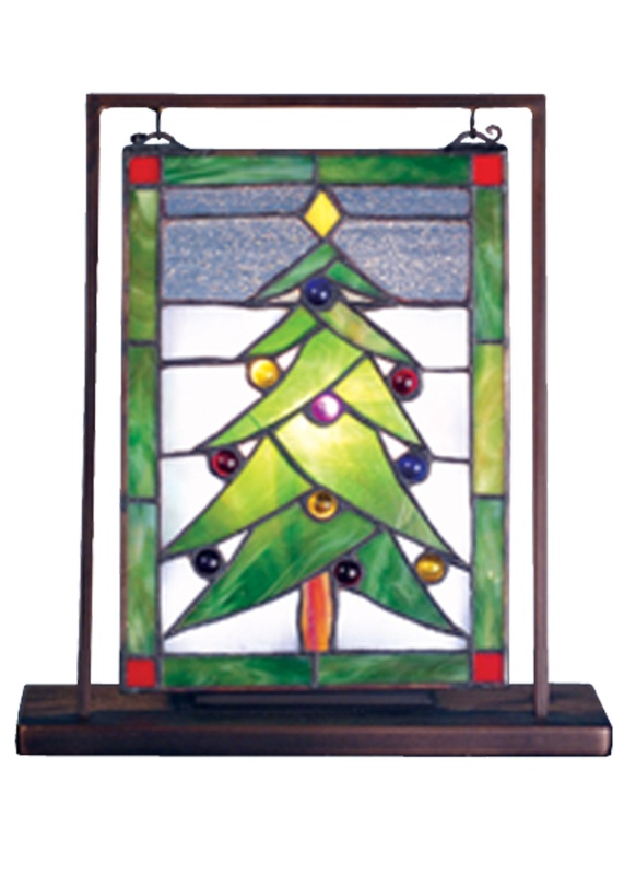 Christmas 10.5'' Holiday Themed Lighted Art Glass