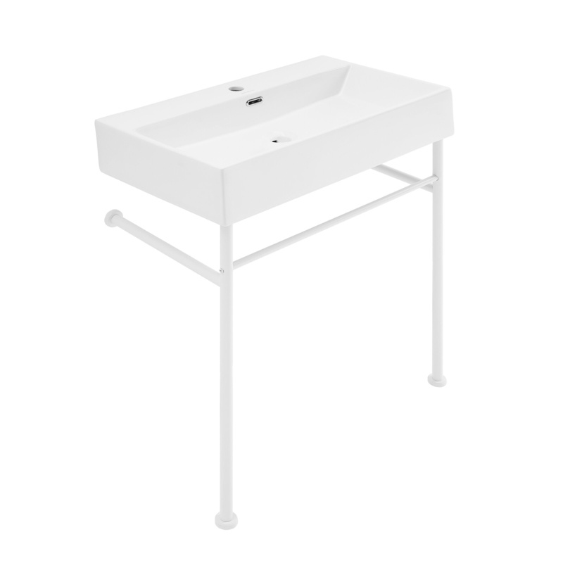 Claire 30 Ceramic Console Sink Matte White Basin Matte White Legs