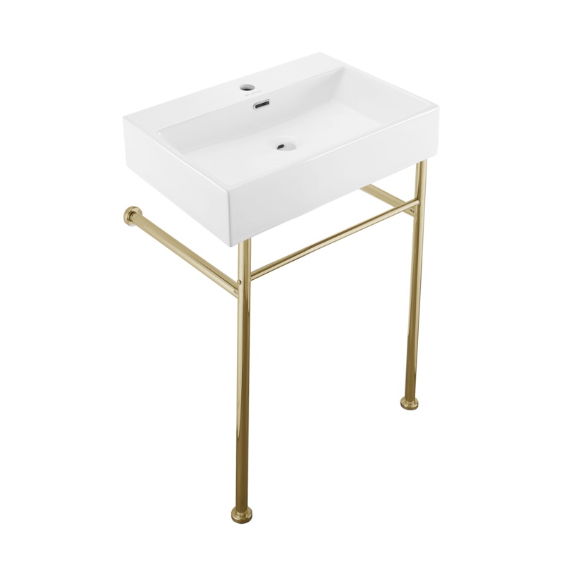Claire 35.38" Tall Ceramic Rectangular Console Bathroom Sink with Overflow