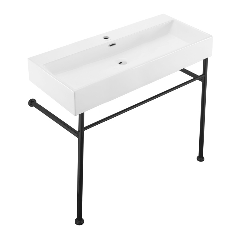 Claire 40" Ceramic Rectangular White Console Bathroom Sink with Overflow