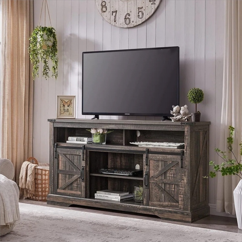 Clairessa Farmhouse TV Stand for 65+ Inch TV for Living Room, with Sliding Barn Door