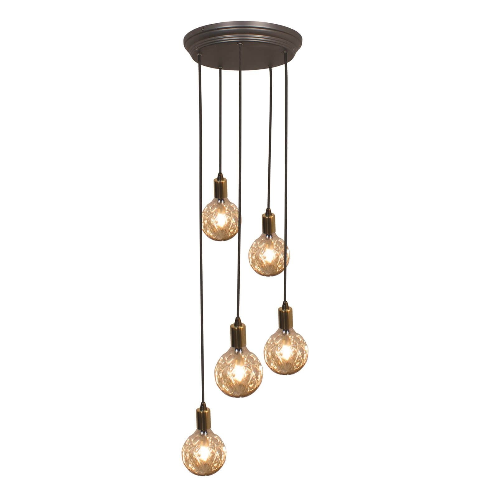 Cognac 5 Light Fitting - Black and Gold
