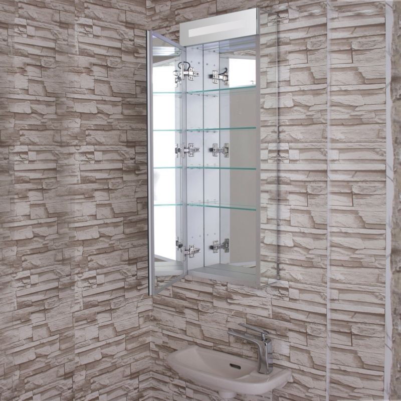 Comeaux Recessed or Surface Mount 1 Doors Medicine Cabinet with 3 Adjustable Shelves and LED Lighting