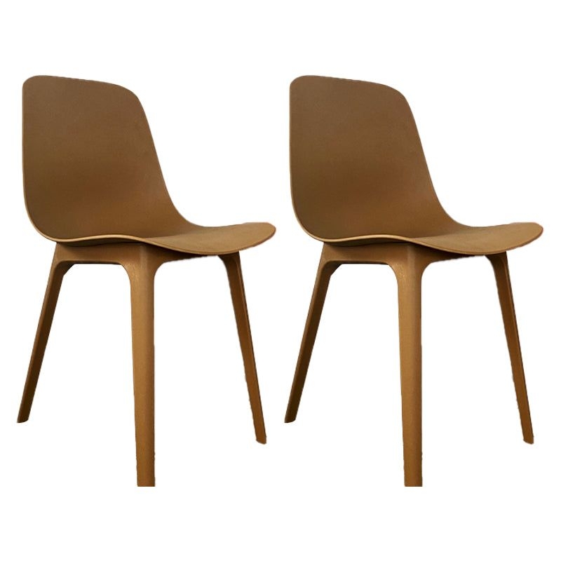 Contemporary Style Kitchen Dining Chairs Dining Armless Side Chair with Plastic Legs - Coffee / 2 Piece Set