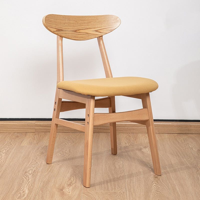 Contemporary Wooden Indoor Open Back Dining Side Chair of 16'' Wide Dining Chair - Yellow / 1 Piece / Natural Wood
