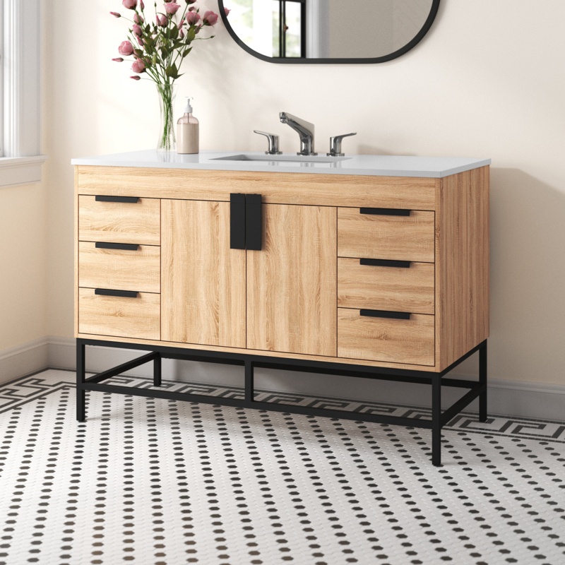 Corley 48'' Single Bathroom Vanity with Engineered Marble Top