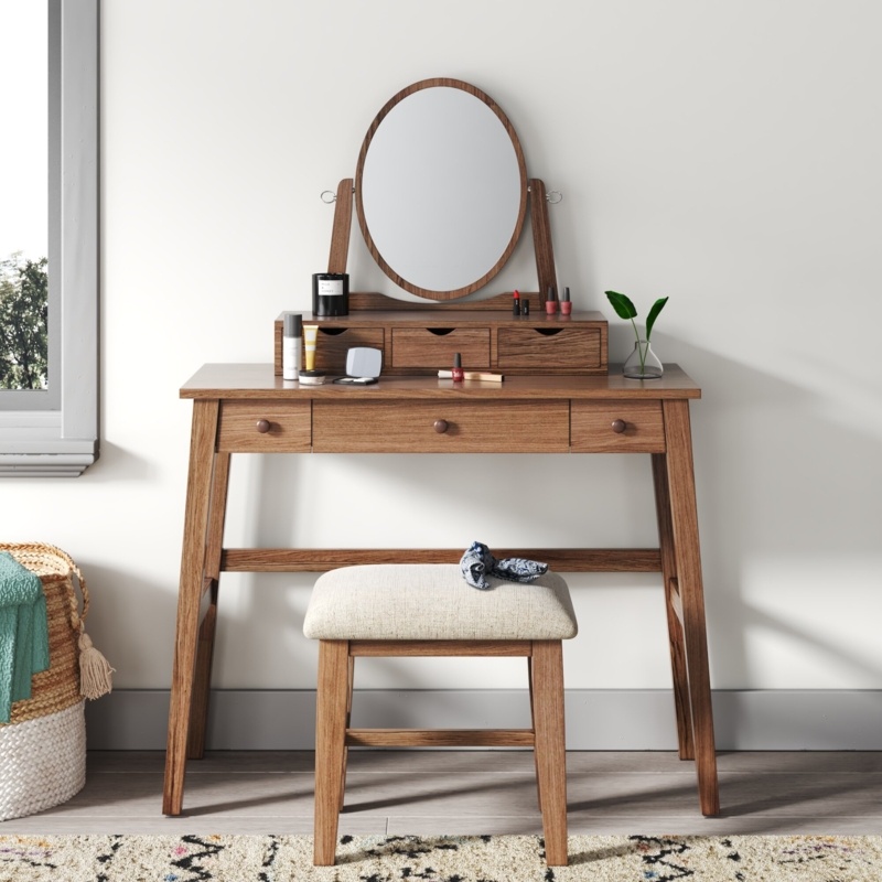 Crosstown Makeup Vanity Set with Stool