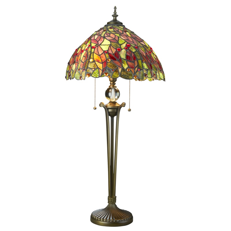 Croton Leaves Tiffany-Style Table Lamp