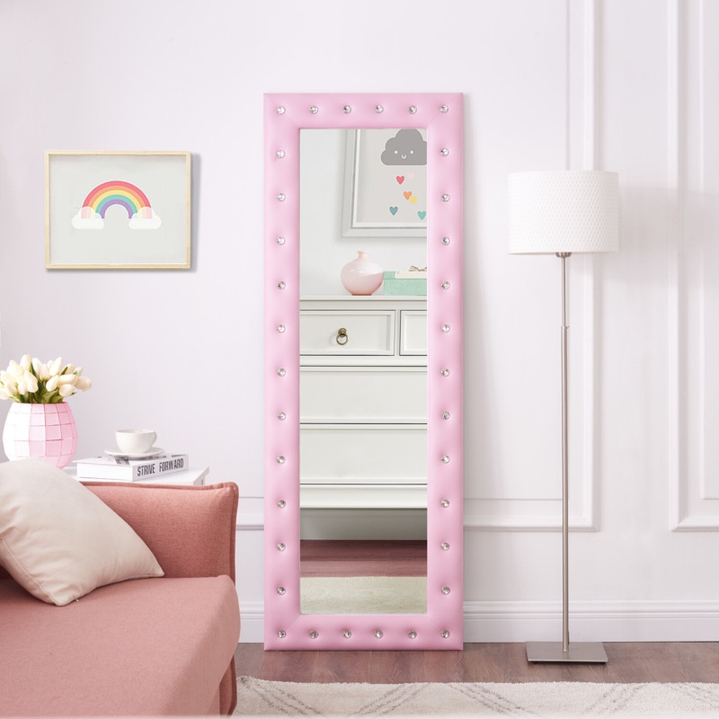 Crystal Tufted Full Body Mirror, Large Floor Mirror, Full length Mirror, Standing Mirror, Big mirror