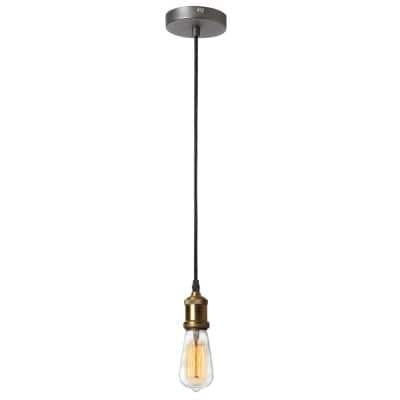 Dainolite Vintage 1-Light Antique Brass Pendant with No Shade