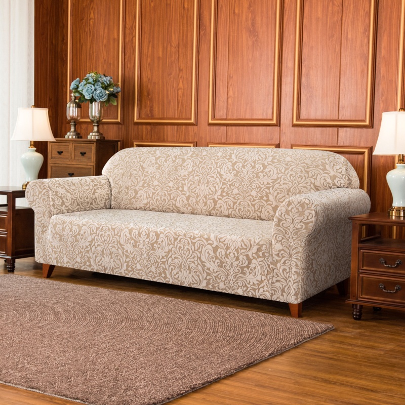 Damask Box Cushion Loveseat Slipcover