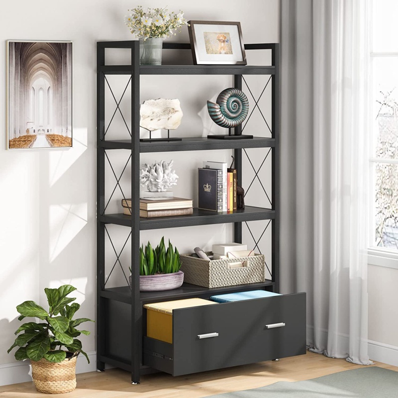 Daneel 33'' Wide Lateral Filing Cabinet with Open Storage Shelves Bookshelf