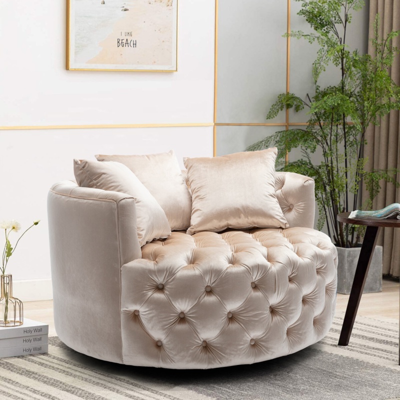 Debroa Upholstered Swivel Barrel Chair
