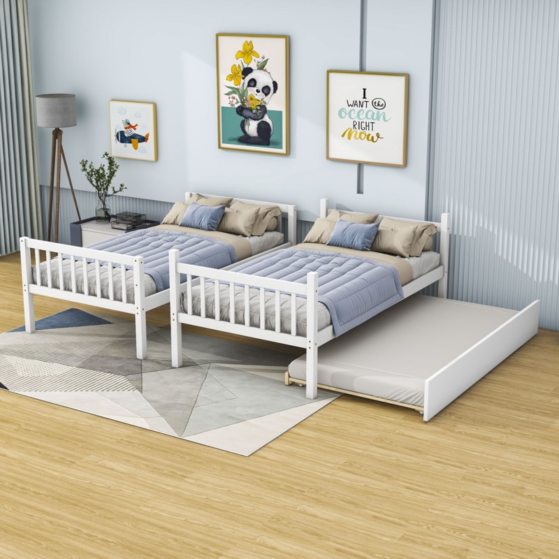 Dedrah Kids Twin Over Twin Bunk Bed with Trundle