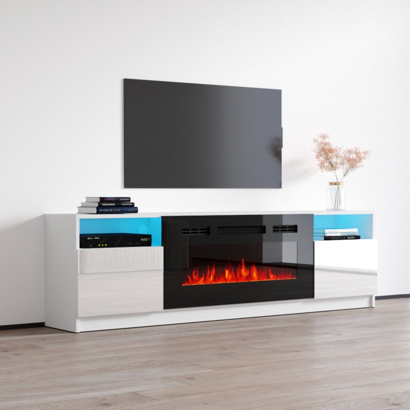Delaine TV Stand for TVs up to 90" with Electric Fireplace Included