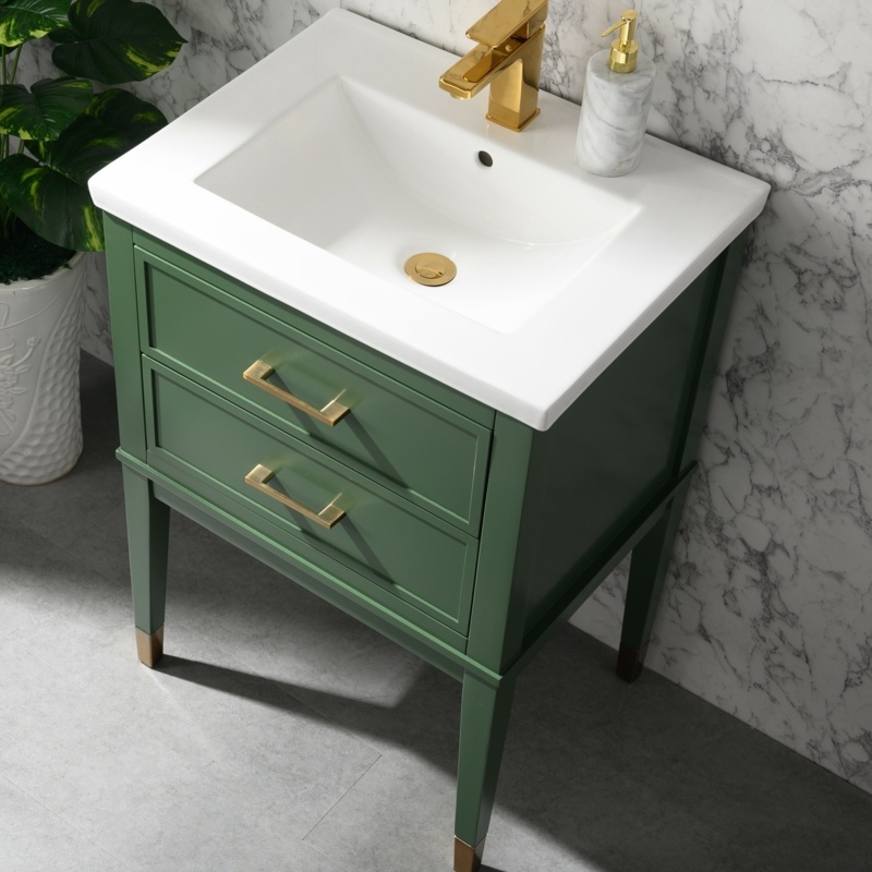 Deon 24'' Free Standing Single Bathroom Vanity with Porcelain Top