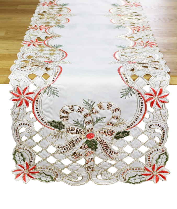 Destino Rectangle Floral Christmas Polyester Table Runner