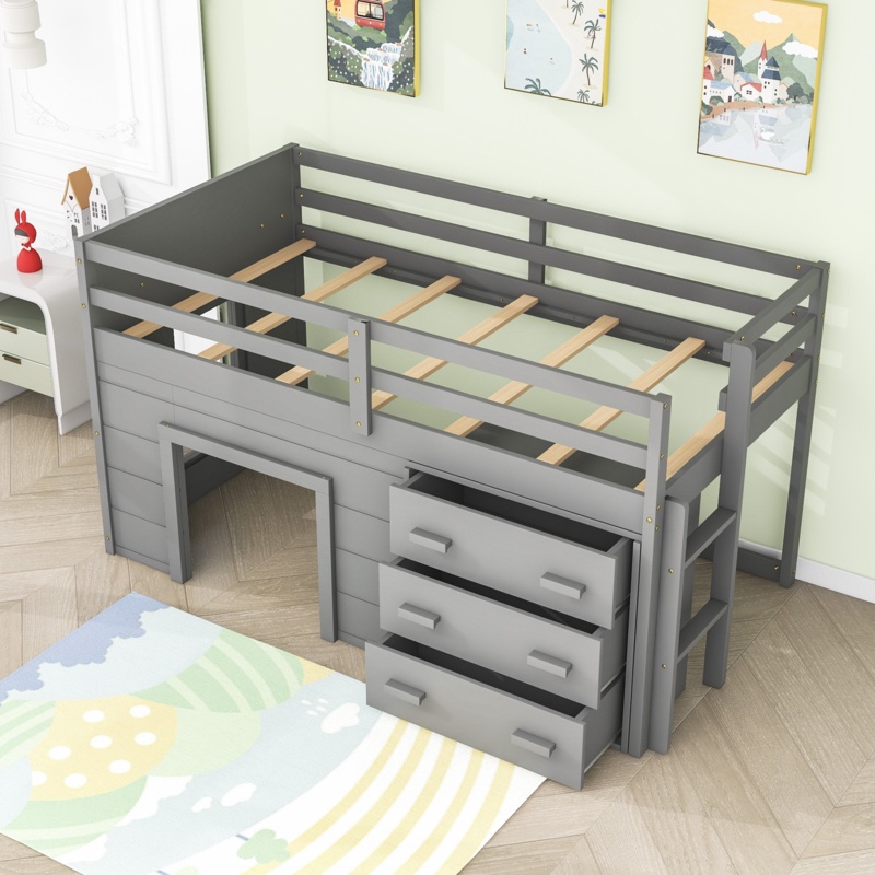 Dianira Kids Twin Loft Bed with Drawers