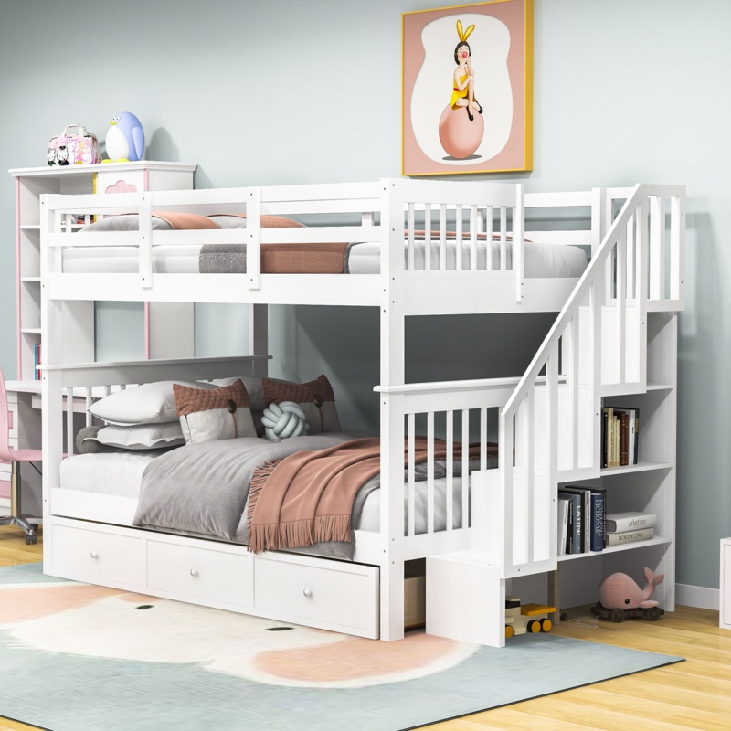Dila Kids Full Over Full Bunk Bed with Drawers