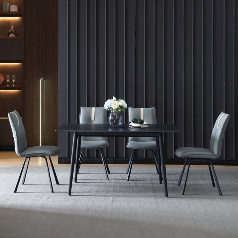Dining Table, Modern Kitchen Table Set Top With Slate, Metal Base & Legs Very Stable