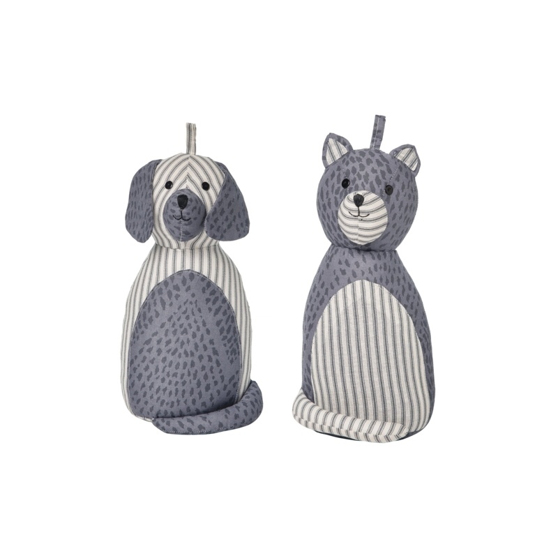 Dog and Cat Fabric 2 Piece Weighted Floor Stop Set