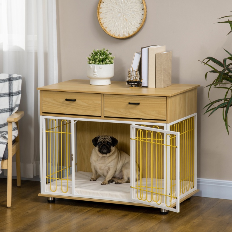 Dog Crate Furniture with 2 Drawers, Furniture Style Dog Crate End Table Indoor