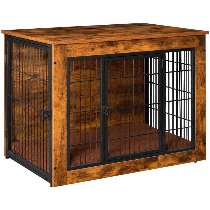 Dog Crate Furniture With Thick Cushion & Double Doors For Small To Large Dogs