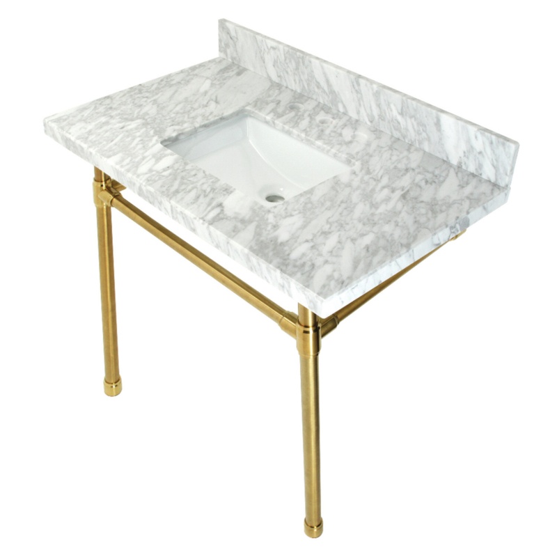 Dreyfuss Ceramic Rectangular Console Bathroom Sink with Overflow
