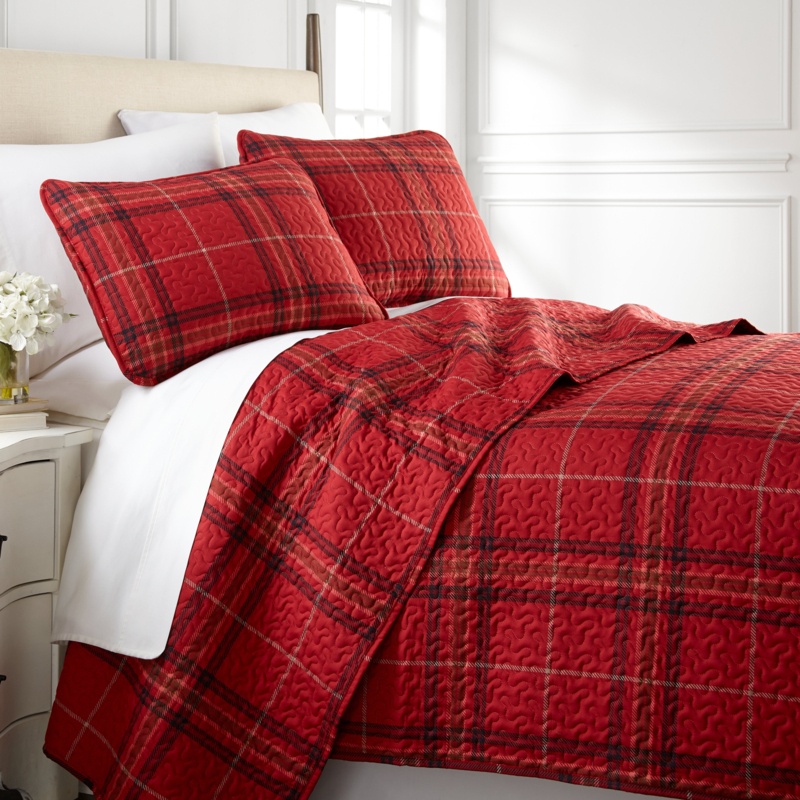 Duval Microfibre Plaid Quilt Set