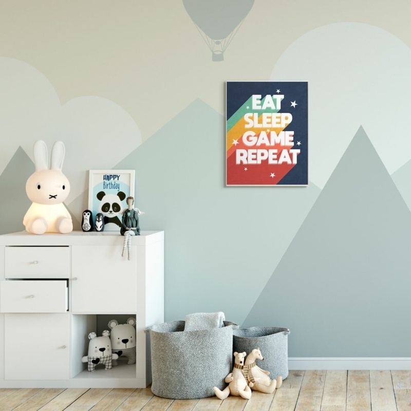 Eat Sleep Game Repeat Pop Video Game Phrase Framed by Daphne Polselli Textual Art
