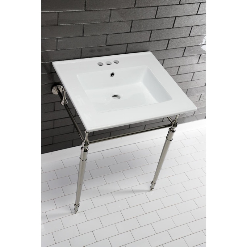 Edwardian Ceramic Rectangular 25" Console Bathroom Sink